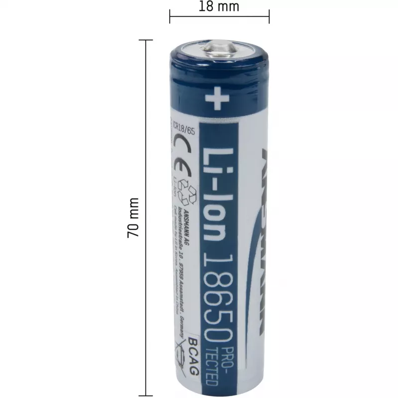 ANSMANN - Battery 18650 - Li-Ion - 2600 mAh - 9,36 Wh - Silver (1307-0000)