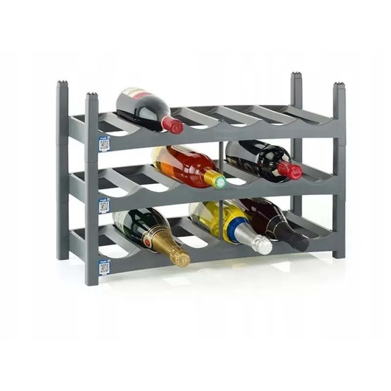 Tabletop wine rack rotho VARIO 6-bottle capacity, foldable, grey, 600×220×140 mm