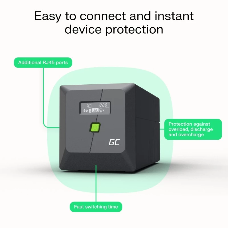 Green Cell UPSLP700 uninterruptible power supply (UPS) Line-Interactive 1 kVA 700 W 4 AC outlet(s)