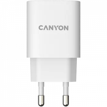 CANYON H-20, PD 20W Input: 100V-240V, Output: 1 port charge: USB-C:PD 20W (5V3A/9V2.22A/12V1.67A) , Eu plug, Over- Voltage , over-heated, over-current and short circuit protection 