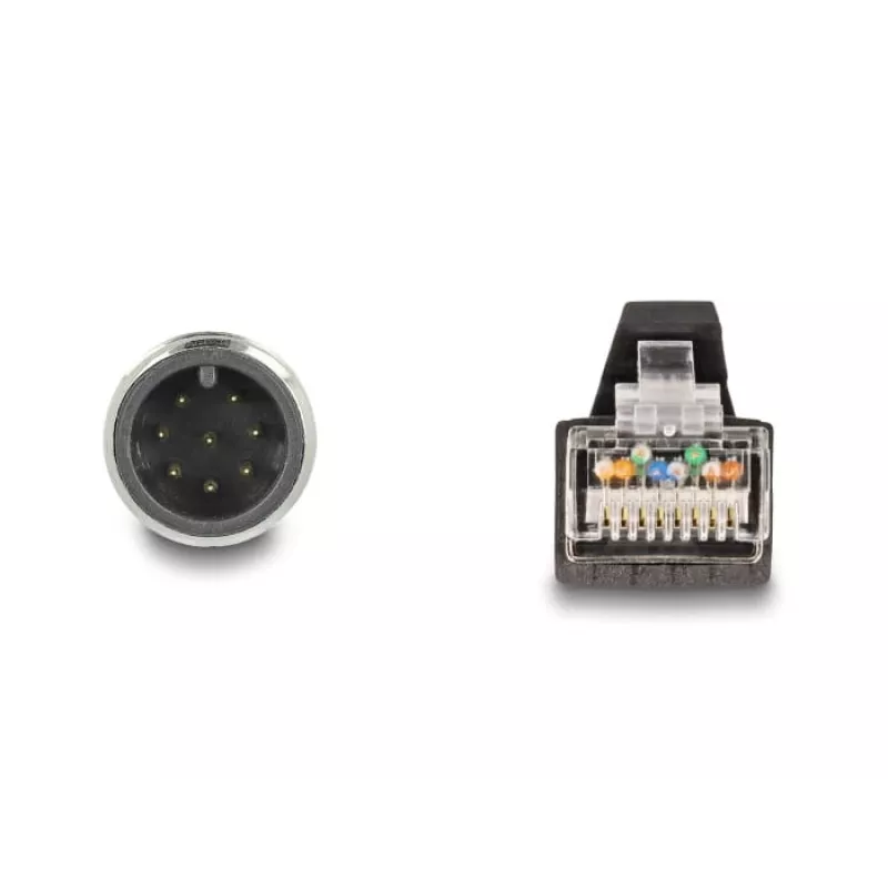 Network Cable DeLOCK M12 Cable A-coded 8 pin male to RJ45 male PUR (TPU) 1 m