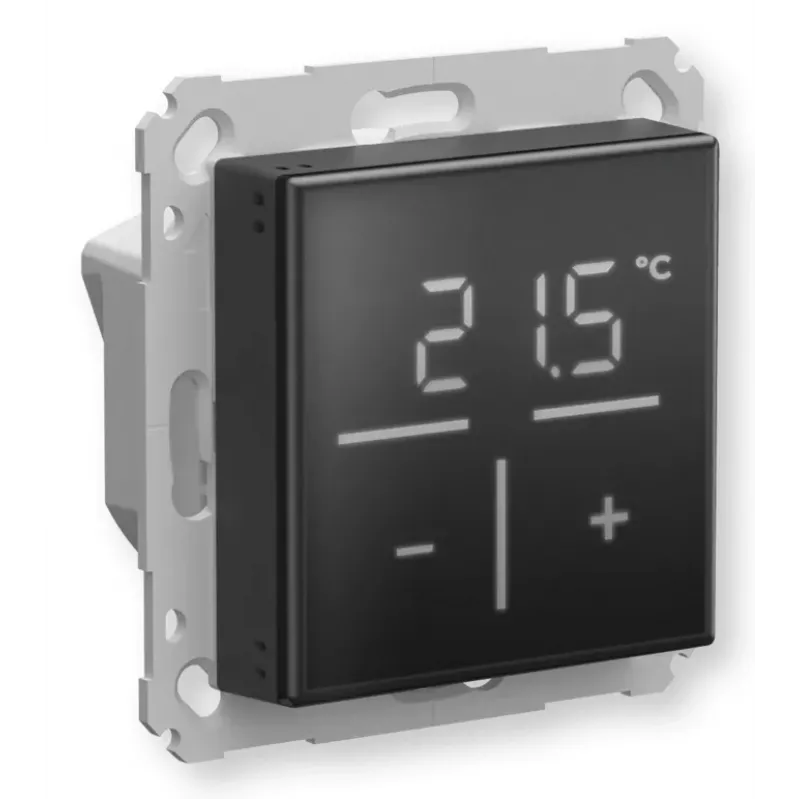 Glass wall thermostat Homematic IP with CO₂ sensor — mechanical, black, 230 V, IP20