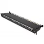 Extralink CAT6A STP 24-Port Shielded Patch Panel, 1U 19-Inch Rackmount, 10G Ready, Black