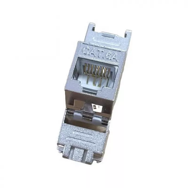 Shielded Cat.6A Slim Keystone Jack, EQUIP 767223, Toolfree, RJ-45, Flat, Silver, 8 pcs