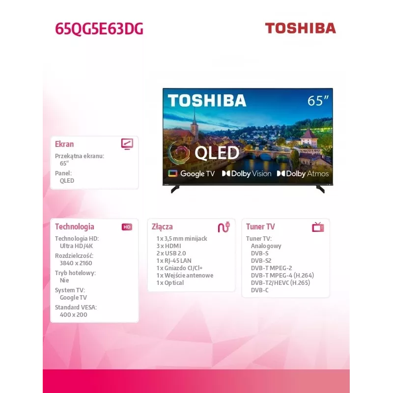 TV QLED 65 inches 65QG5E63DG