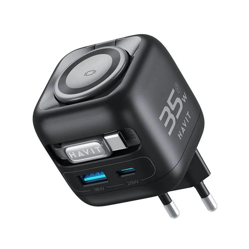 GaN travel charger Havit UC250 A-EU 20V 1xUSB-C 0.7m black