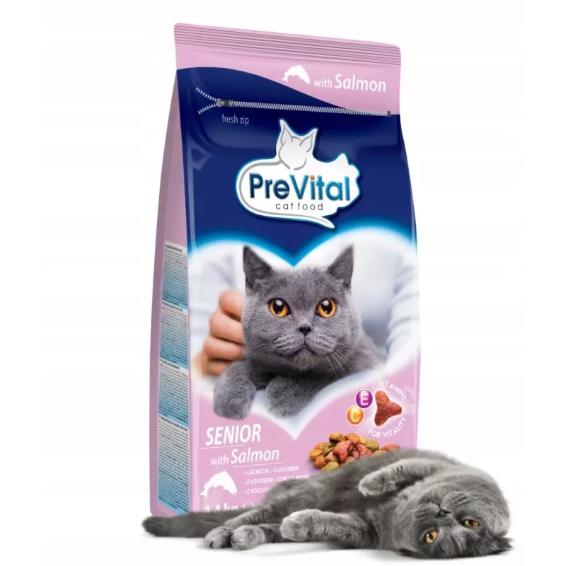 PREVITAL Senior Salmon dry cat food, 1.4 kg