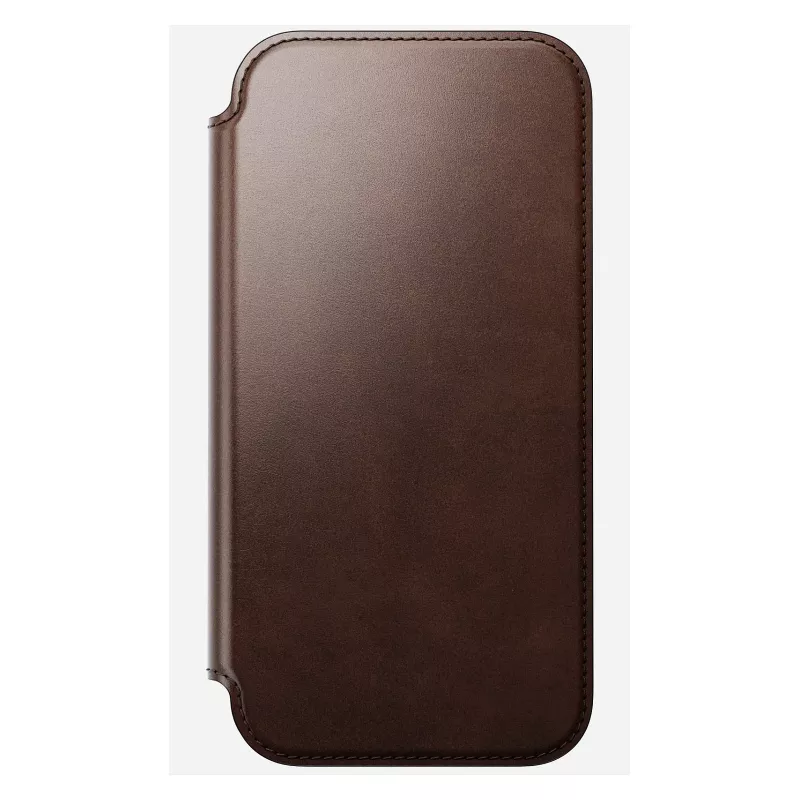 Nomad Modern Leather Folio mobile phone case Cover for iPhone 17 Pro Max — Brown, leather, 6.3 inch screen, 4 card pockets