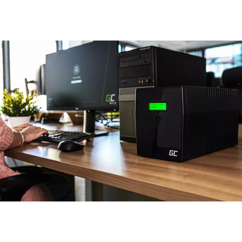 Uninterruptible Power Supply Green Cell UPS05 — Line-Interactive 2 kVA / 1200 W, 5x Type F outlets, LCD, USB, RJ-45