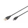 Assmann/Digitus USB 2.0 CONNECTION CABLE A-B USB 2.0 Connection Cable, 480Mbit/s, USB A - USB mini B, plug/plug, 1.8m, Black (AK-300130-018-S)