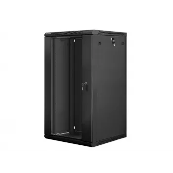 Lanberg WF01-6622-10B Wall-Mounted Rack Cabinet 19 inch 22U 600x600mm Black with Glass Door