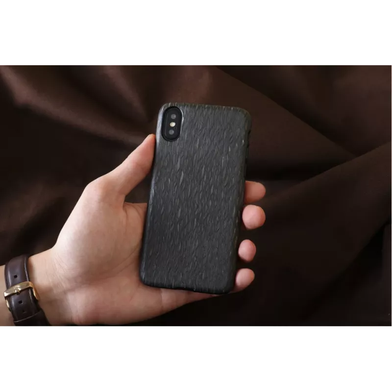Phone case man and wood for iPhone X/XS — black Carbalho cover