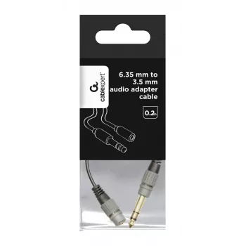 Audio Cable Gembird A-63M35F-0.2M 6.35mm Male to 3.5mm Female Black