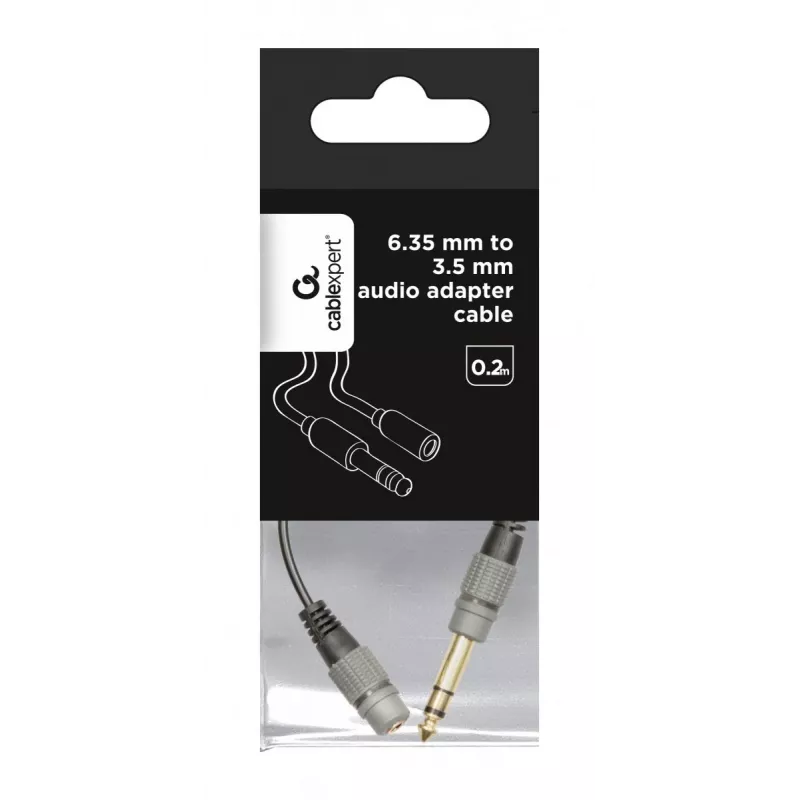 Audio Cable Gembird A-63M35F-0.2M 6.35mm Male to 3.5mm Female Black