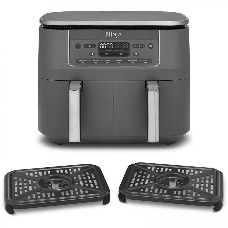 Ninja DZ300EU Dual Zone Air Fryer, 7.6 L (2 x 3.8 L), 2400 W, 240 °C, Grey