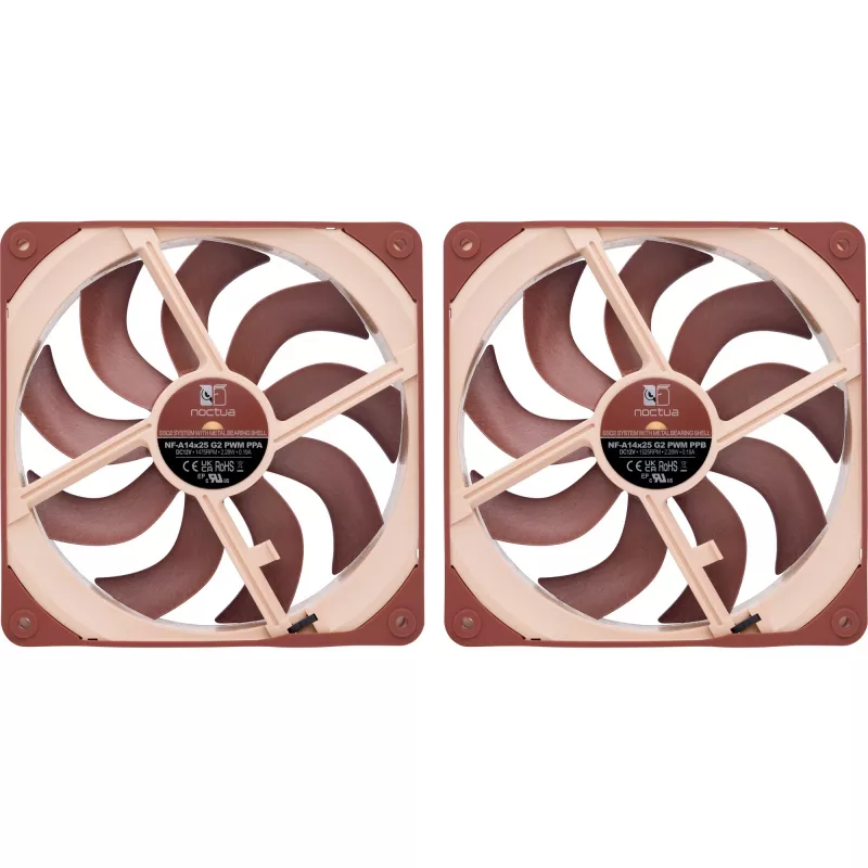 Noctua NF-A14x25 G2 PWM Sx2 PP 140mm Dual Fan Set
