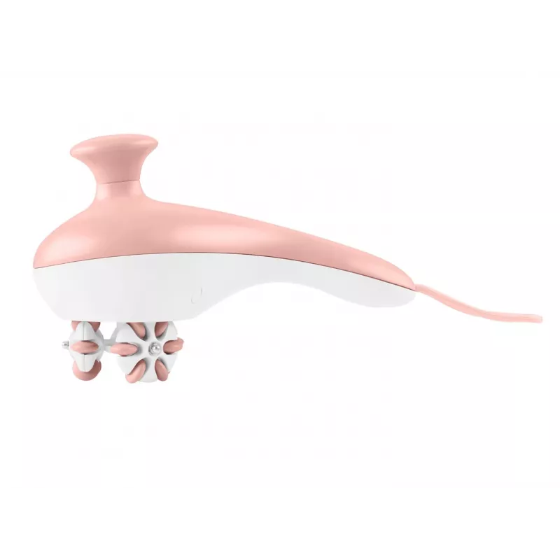 Handheld rolling massager Medisana AC 950 — cordless Li‑Ion, 2 power levels, ergonomic handles, 381 g, rose gold/white