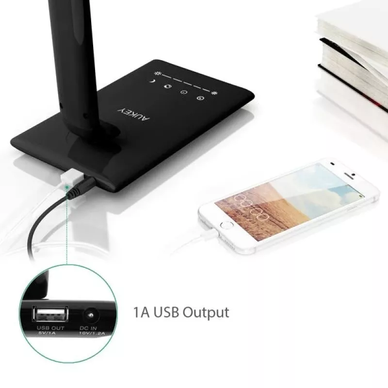 LED desk lamp Aukey LT-T10 12W 3000–6500K — adjustable color temperature, black