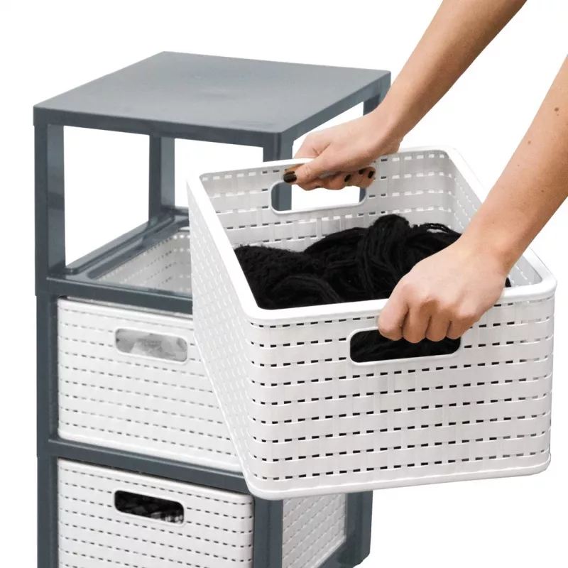 Drawer storage unit Rotho Country Black 3-drawer anthracite polypropylene 325×375×712 mm with wheels