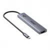 USB-C hub Unitek H1124AGY01 with 100W PD, HDMI 2.0, 2x USB‑A, 2x USB‑C, SD/microSD reader — aluminium