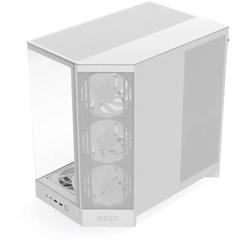 PC Midi Tower case NZXT H9 Flow RGB+ — White, supports ATX/EATX/Micro-ITX, tempered glass, 3x140mm front + 1x120mm rear fans