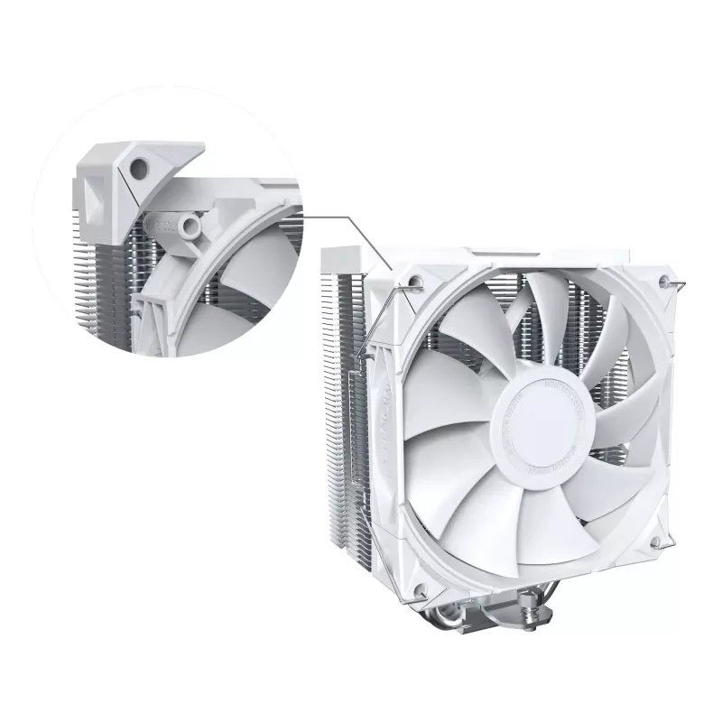 CPU air cooler Montech NX400, 120 mm fans, White, dimensions 156×74×120 mm, TDP 270 W
