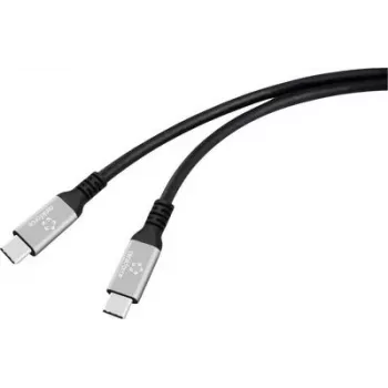 Renkforce USB-C Cable USB4 Plug Black Aluminium-Plug Silicone (RF-6805038)