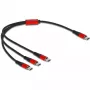 USB Charging Cable DeLOCK 3 in 1 USB Type-C to 3 x USB Type-C 30 cm black/red
