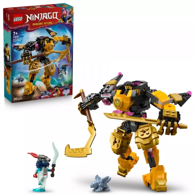LEGO building set NINJAGO 71839 Arin's Spinjitzu Battle Mech, 213 pieces, 2 minifigures, height 160 mm