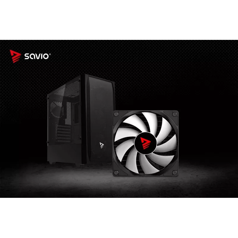 PC Case SAVIO Noctis Flow — Cube Mini‑ITX/Micro‑ATX/ATX, 3x120mm front, 1x120mm rear, 2x3.5 inch + 3x2.5 inch bays, tempered glass
