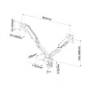 Desk handle on gas spring for 2 LEDs / LCDs 13-27 inches L-13GD