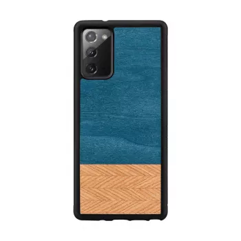 Smartphone case man and wood Galaxy Note 20 denim black — protective denim-style cover