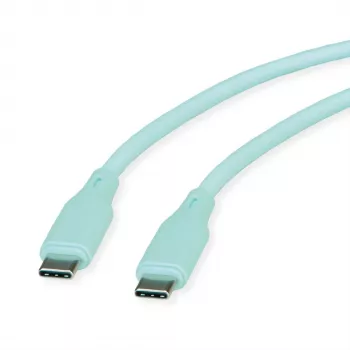 ROLINE USB 2.0 Cable C-C ST/ST Silicone 60W 1m Green - Cable - Digital/Data (11.02.9125)