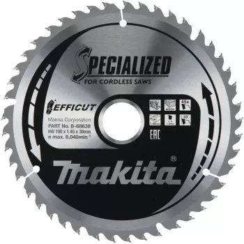Makita Efficut - Circular Saw Blade - for Wood, Metal - 190 mm - 45 Teeth (B-68638)