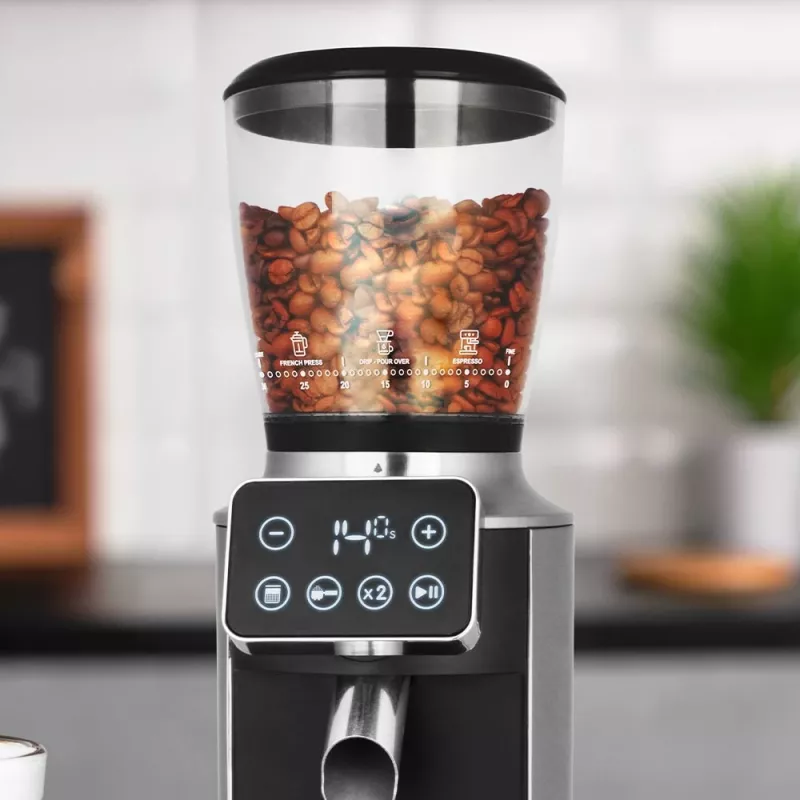 Burr coffee grinder GASTROBACK Design Pro Touch 30 — conical burr, 300 g hopper, 150 W, black/transparent
