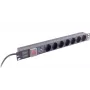 Power strip helos 19 inch 09-25175 — 7-socket black, 2.0 m cable, with switch
