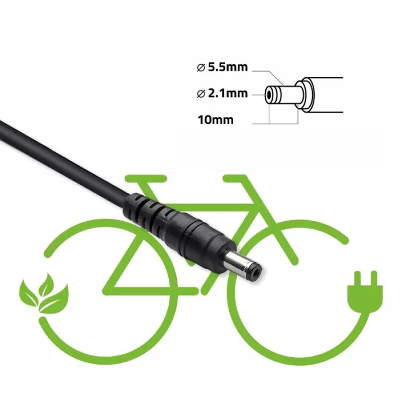 Ebike charger QOLTEC 50332 — 36V/42V output, 2A, 5.5×2.1 mm plug
