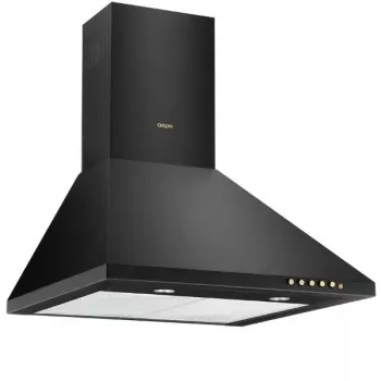 Wall-mounted extractor hood AKPO WK-4 Classic GOLD 60 BLACK, 600×500 mm, motor 106 W, 3 speeds, halogen lighting