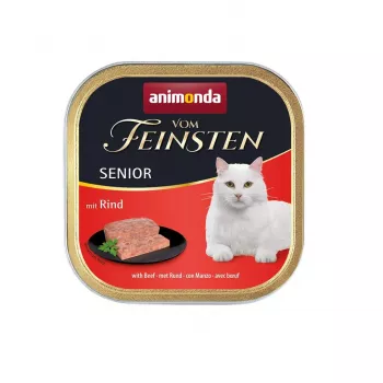 Wet cat food animonda Vom Feinsten Senior Beef 100 g tray — 10% protein, 4% fat, 82% moisture