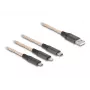DeLOCK USB Cable 1.2m USB 2.0 USB A USB C/Micro-USB B/Lightning Transparent