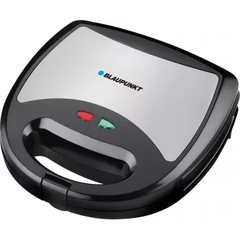 Blaupunkt SMS611 Sandwichmaker non-stick coating, grill function, toast function, cool-touch housing Black, Silver (SMS611)