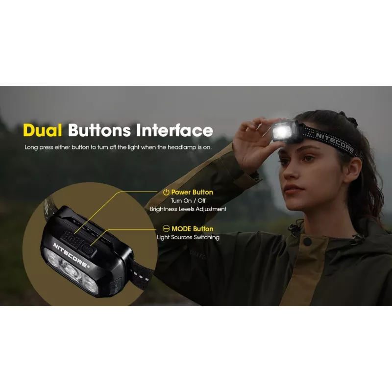 Headlamp Nitecore NU30 — compact wearable LED headlamp, up to 500 lumens, multiple output levels, red-light mode