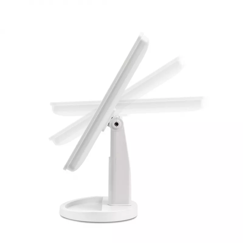 Freestanding Makeup Mirror Girmi BE04 — Rectangular 1x Magnification, White LED, USB/4×AA, 180° Rotation