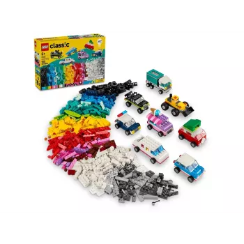 LEGO Classic Creative Vehicles Colourful Model Cars Kit Featuring a Police Car Toy & 11023 Classic Green Baseplate Square 32x32 Stud Building Grass