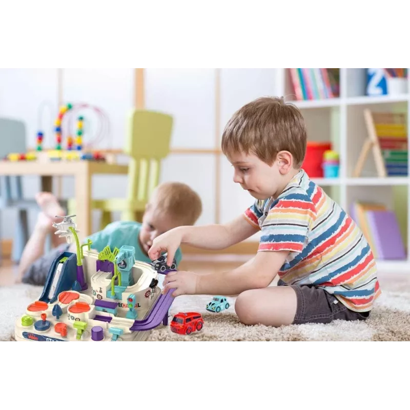 Toy racing track set Extralink TOYS — smart cars playset, modular track pieces, battery-powered vehicles