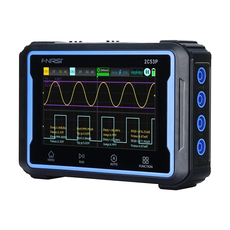 Portable 3-in-1 FNIRSI 2C53P 4.3 touchscreen oscilloscope