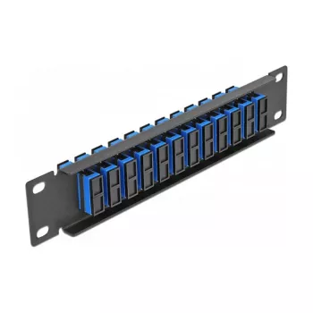 Fiber Optic Patch Panel DeLOCK 10 inch 12 Port SC Duplex blue 1U black