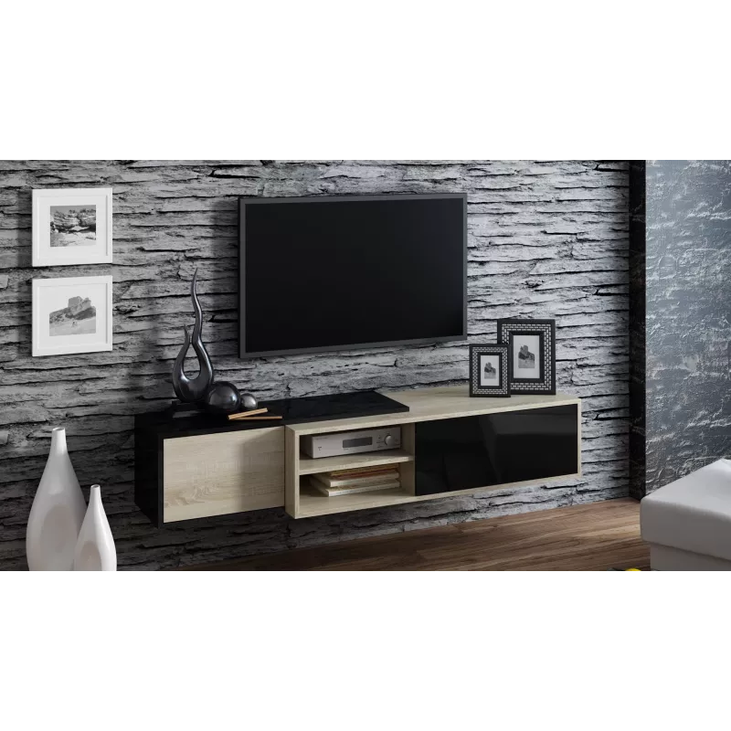 Cama TV cabinet SIGMA1 180 sonoma oak/black gloss