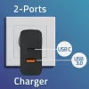 Qoltec 52380 Super Quick PD Charger | 1xUSB-C | 1xUSB | 65W | 5-20V | 1.5-3.25A | Black