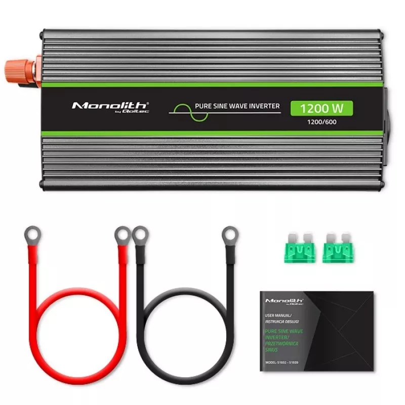 Car inverter Qoltec Monolith 1200 W Black 12 V